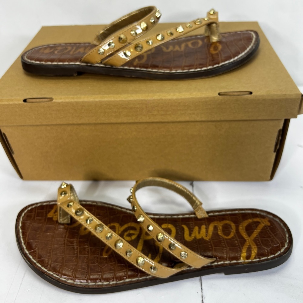 Sam Edelman Gold Studded Thong Sandals